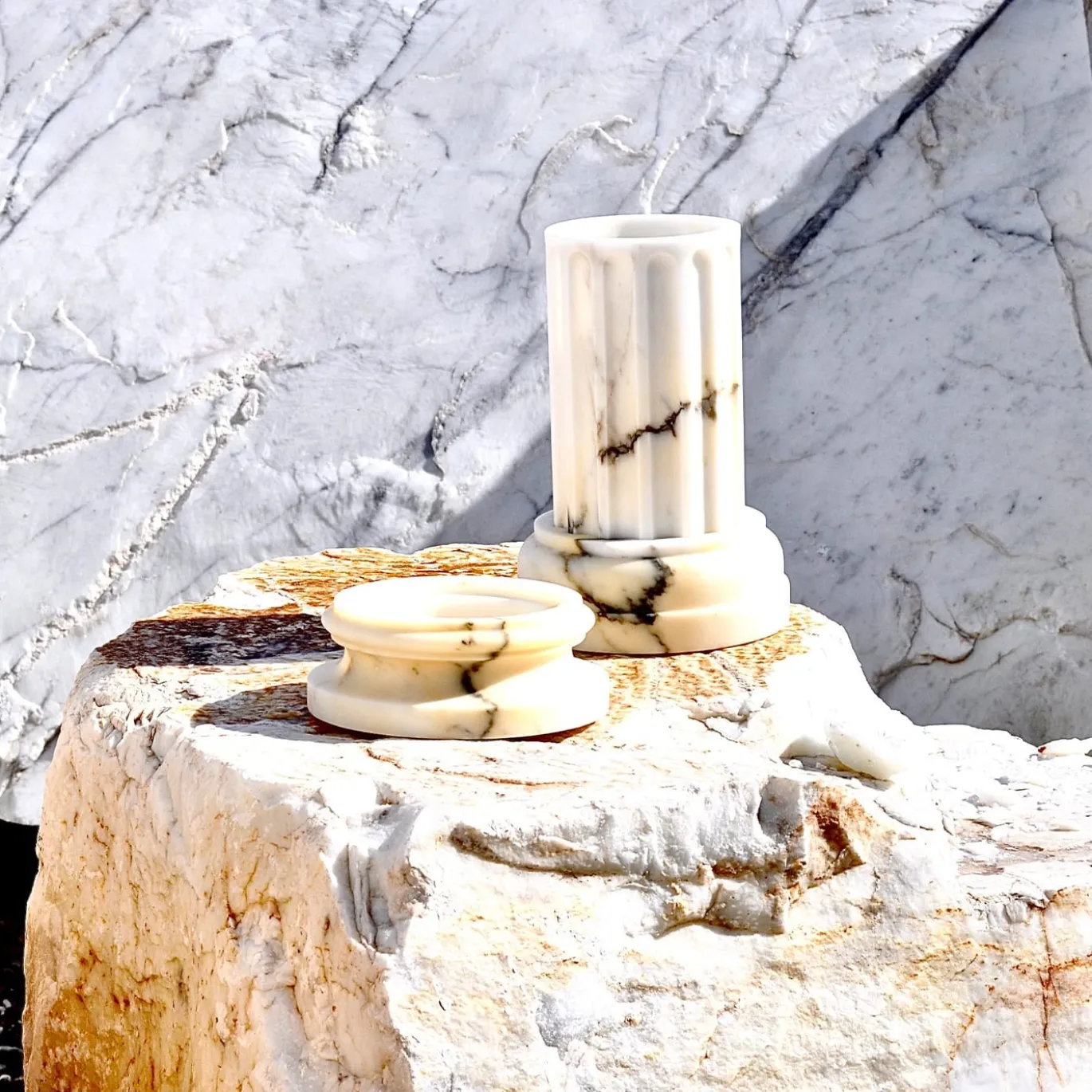 Vaso a colonna in marmo TAN Satin Paonazzo