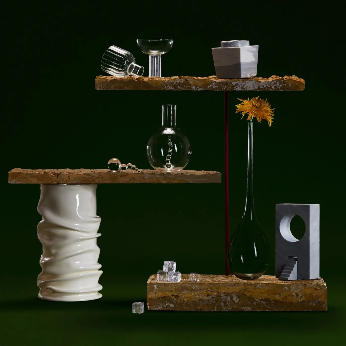 Vaso a forma di goccia grigio Bolle