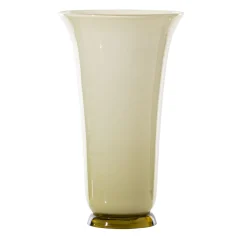 Vaso alto Anni Trenta in vetro opalino color paglierino