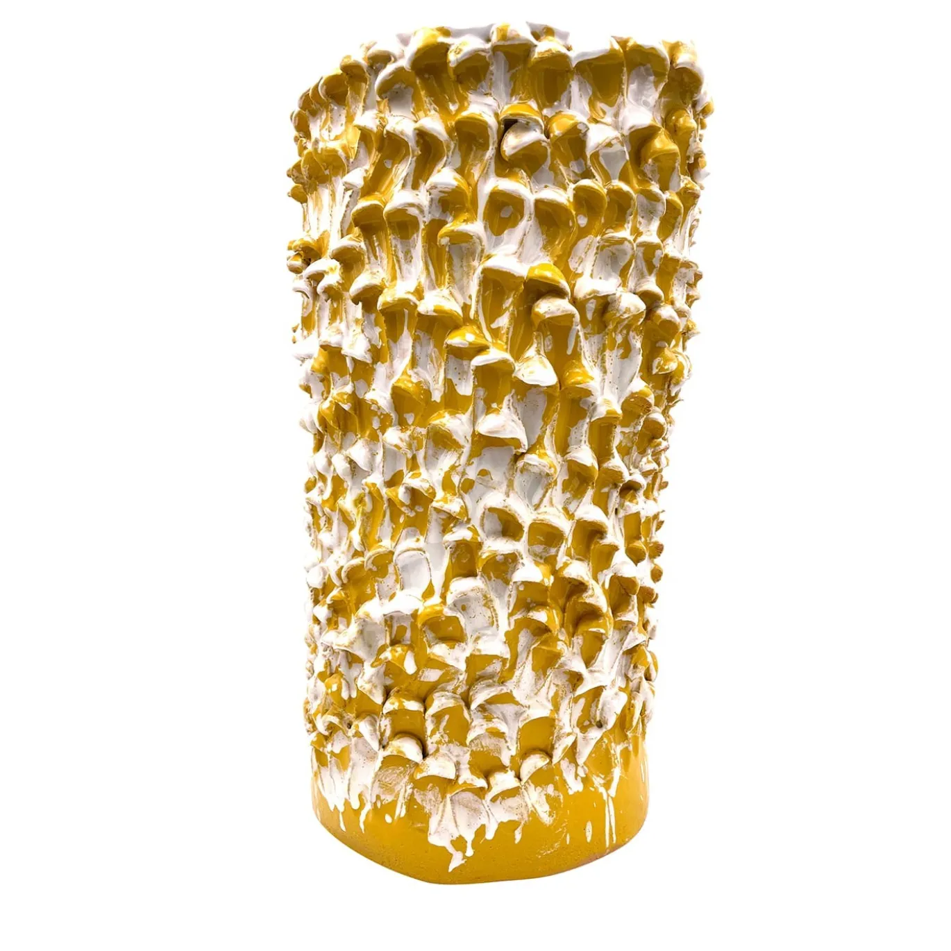 Vaso alto giallo e bianco opaco Onda Sunflower