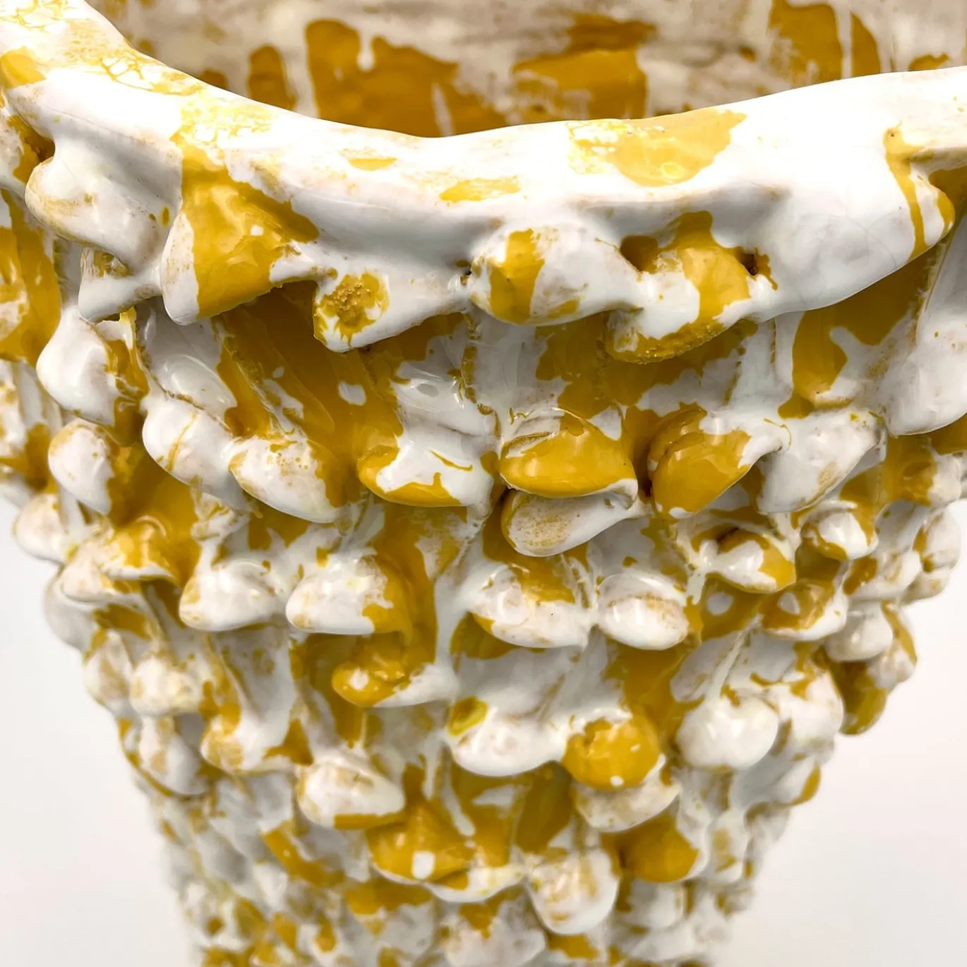 Vaso alto giallo e bianco opaco Onda Sunflower