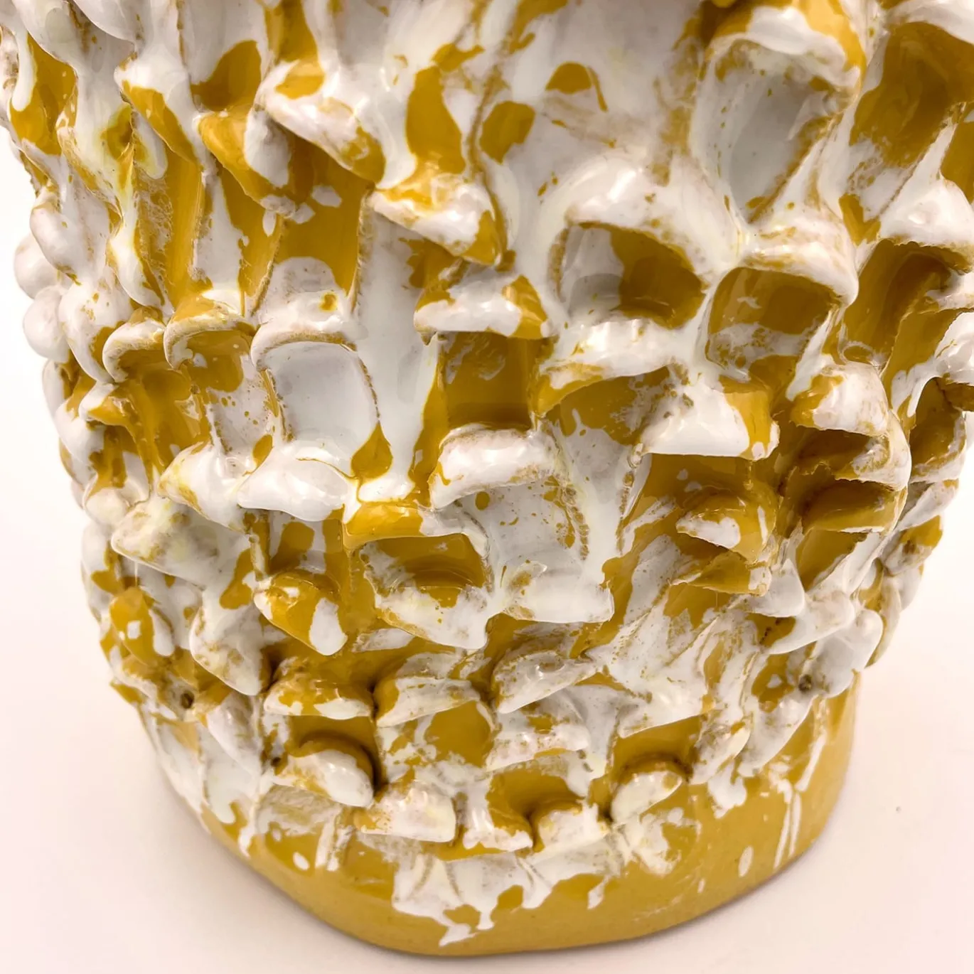 Vaso alto giallo e bianco opaco Onda Sunflower