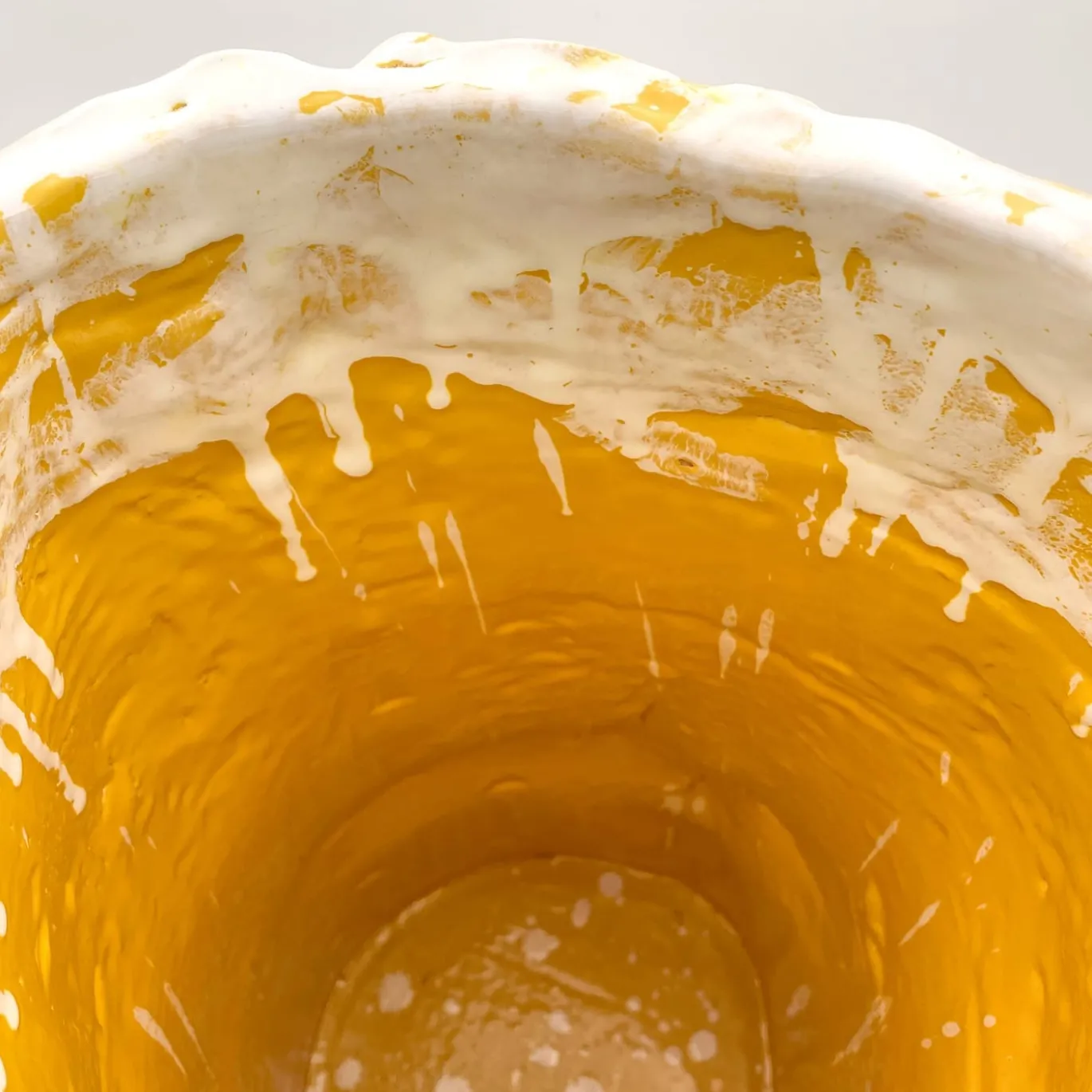 Vaso alto giallo e bianco opaco Onda Sunflower
