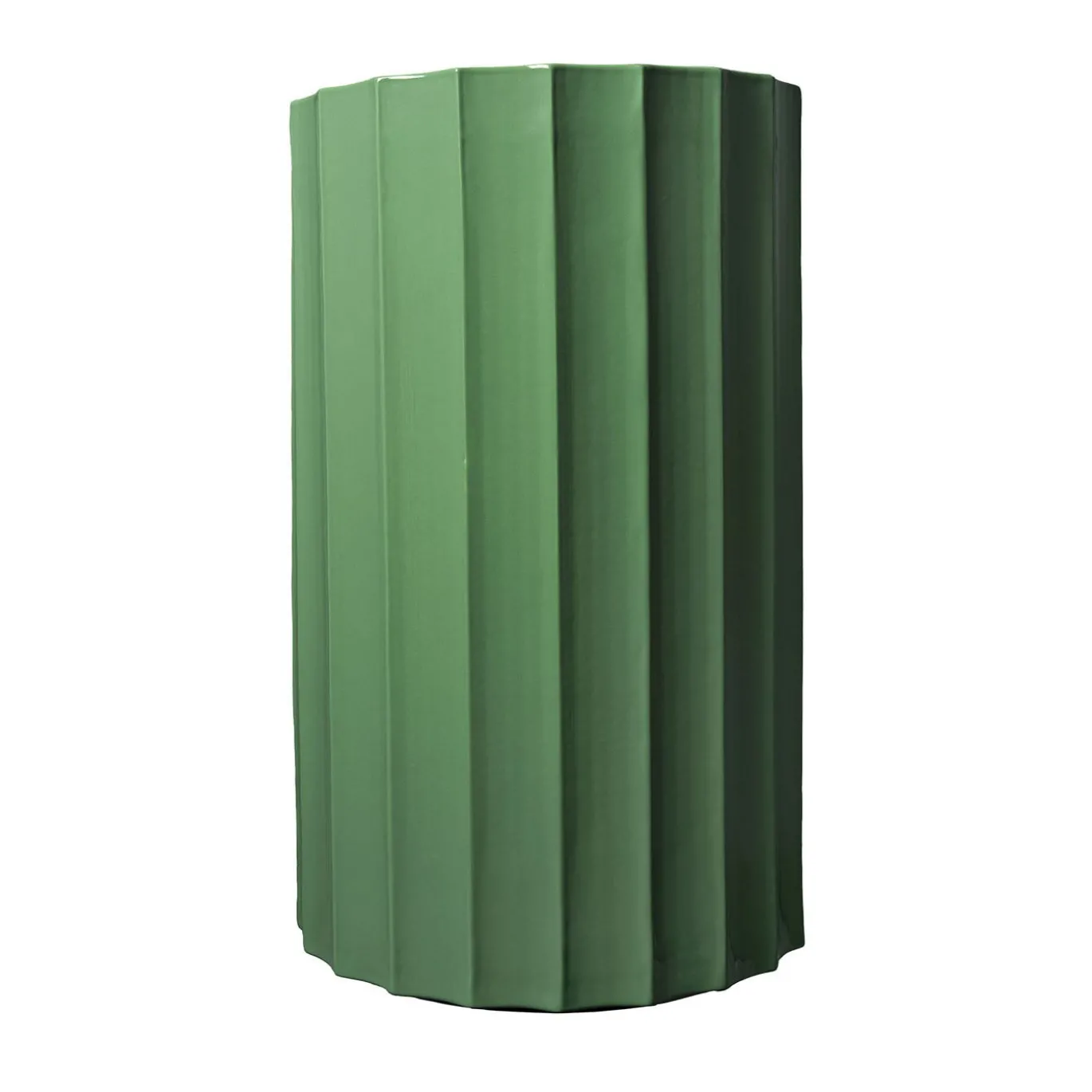 Vaso alto in ceramica verde Column di Objects Of Common Interest