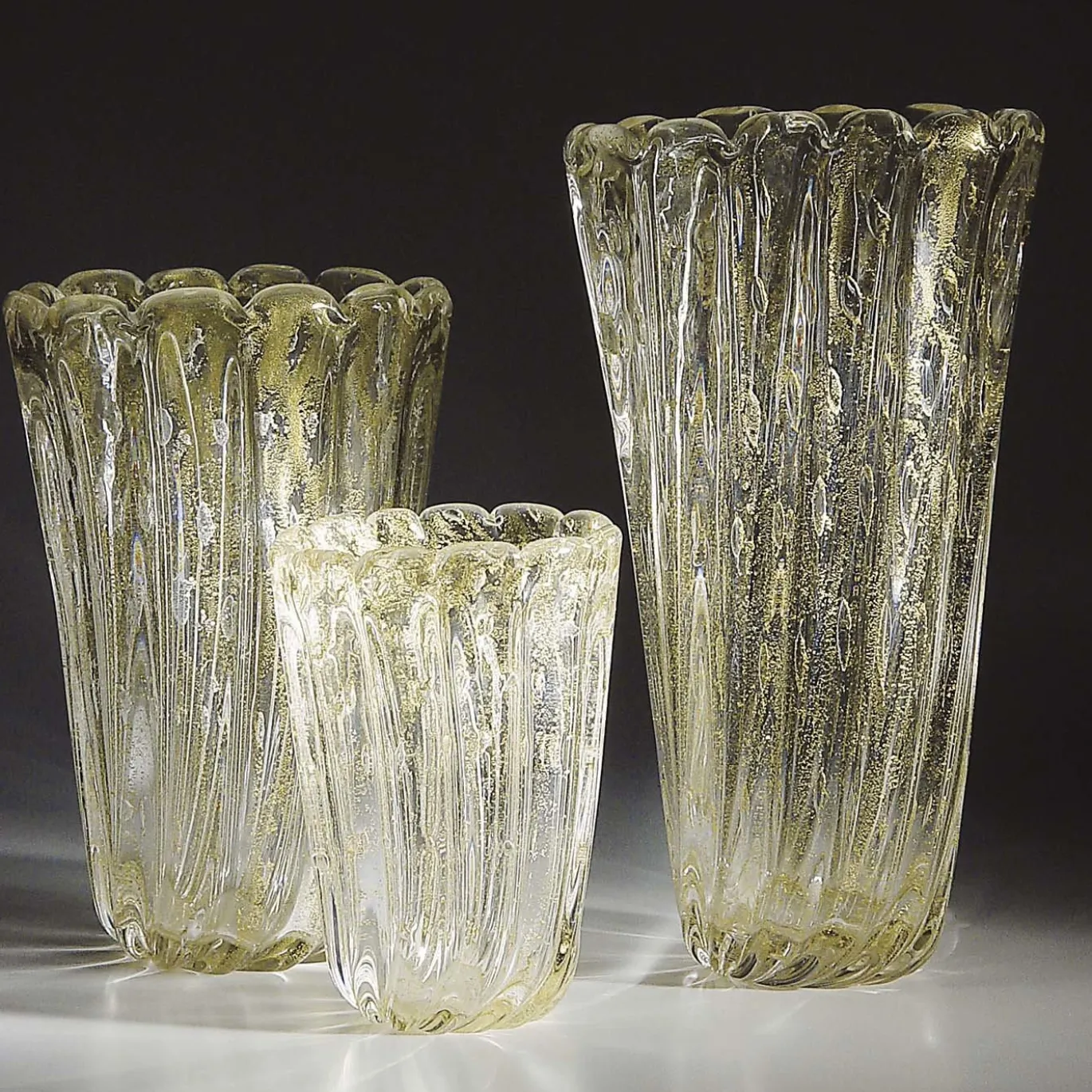 Vaso alto in cristallo e oro Aureum