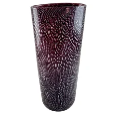 Vaso alto in filigrana bianca e nera Murrine