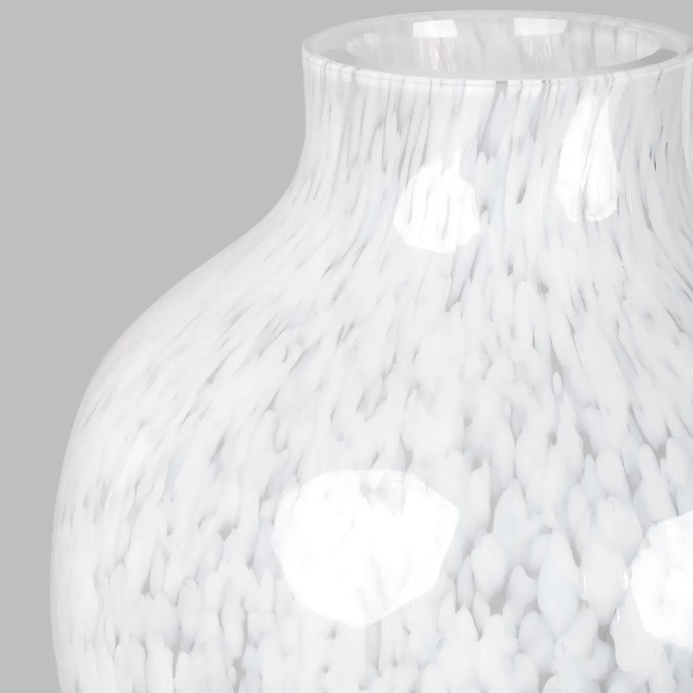 Vaso Alto in Vetro di Murano Bianco Opaline Olla