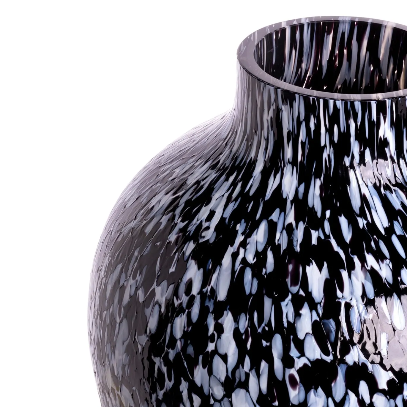 Vaso Alto in Vetro di Murano Nero e Bianco Olla