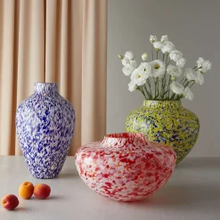 Vaso Alto in Vetro di Murano Viola e Avorio Olla