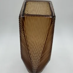 Vaso Alto in Vetro Marrone con Doppia Smerigliatura