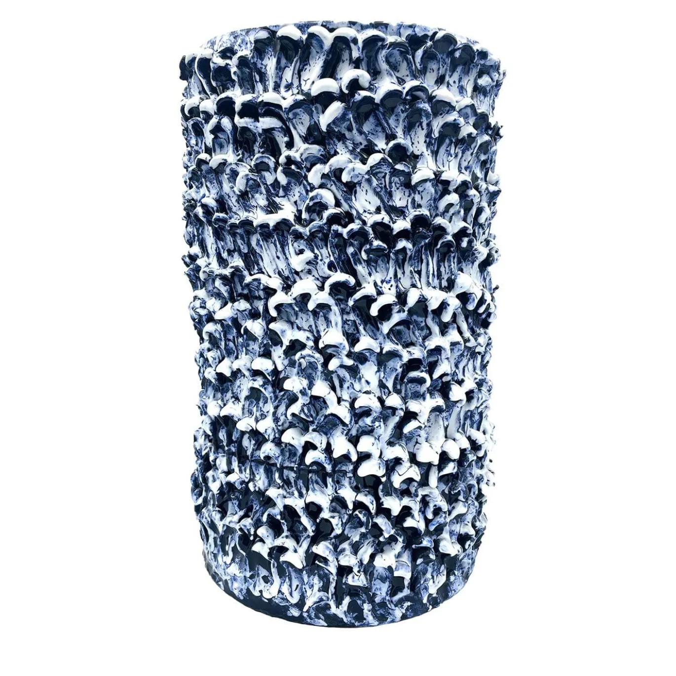 Vaso alto Onda Izmir blu e bianco opaco