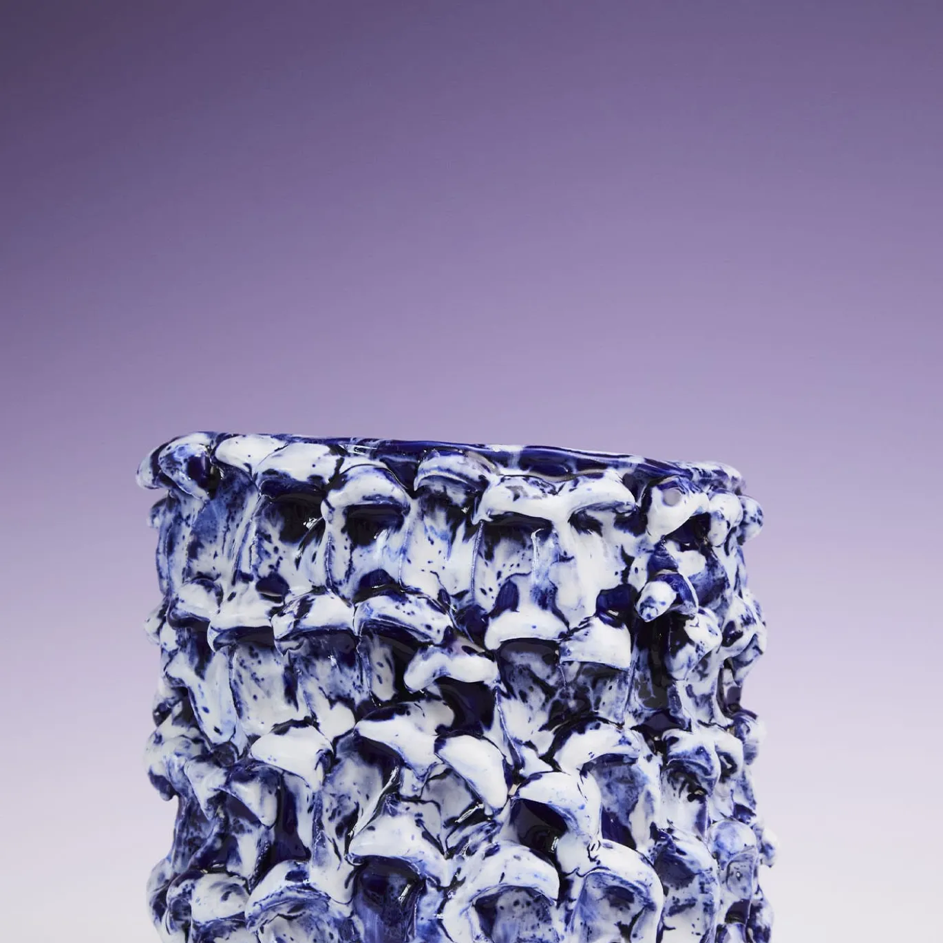 Vaso alto Onda Izmir blu e bianco opaco