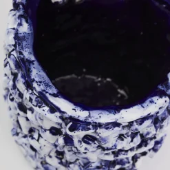 Vaso alto Onda Izmir blu e bianco opaco