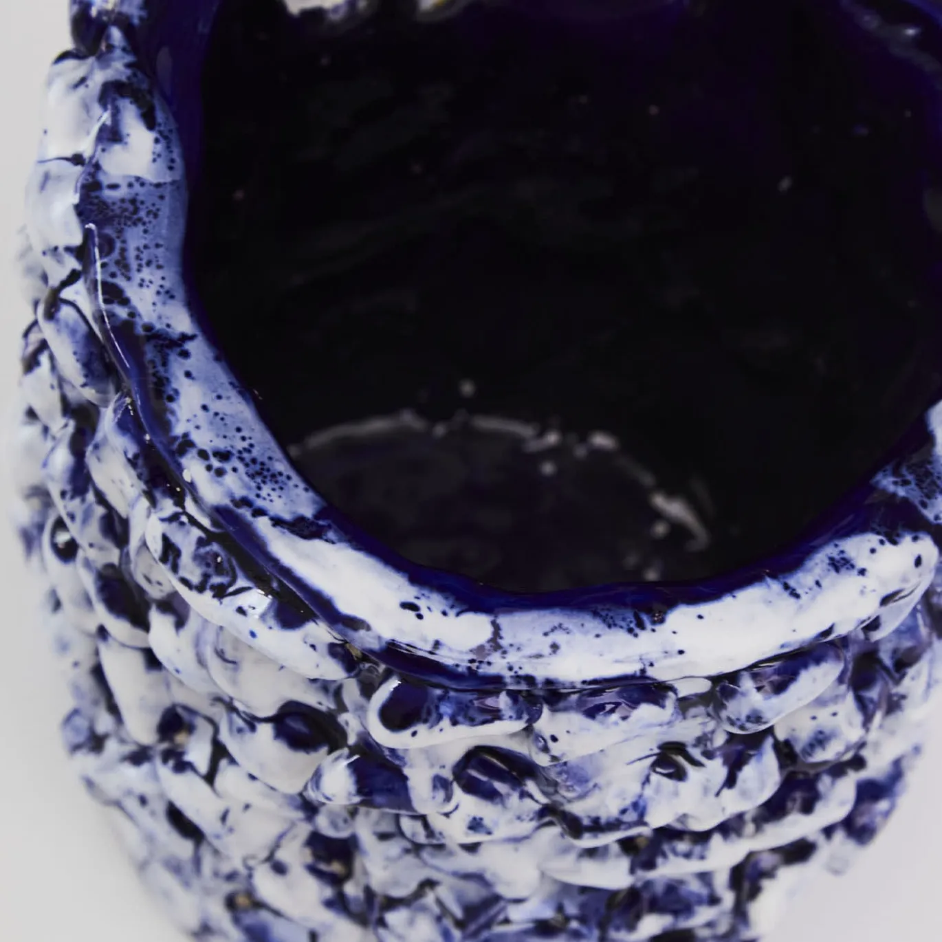 Vaso alto Onda Izmir blu e bianco opaco