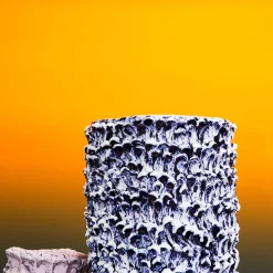 Vaso alto Onda Izmir blu e bianco opaco