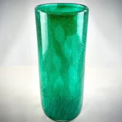 Vaso a murrine in filigrana verde e bianca