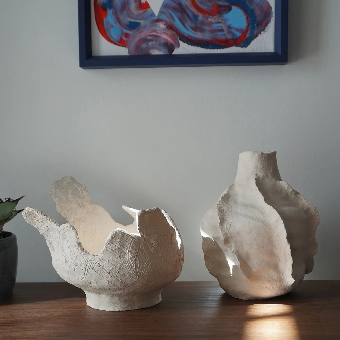 Vaso Anfora in ceramica color crema
