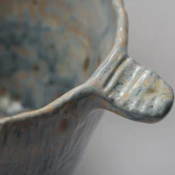 Vaso Anfora in ceramica smaltata azzurra