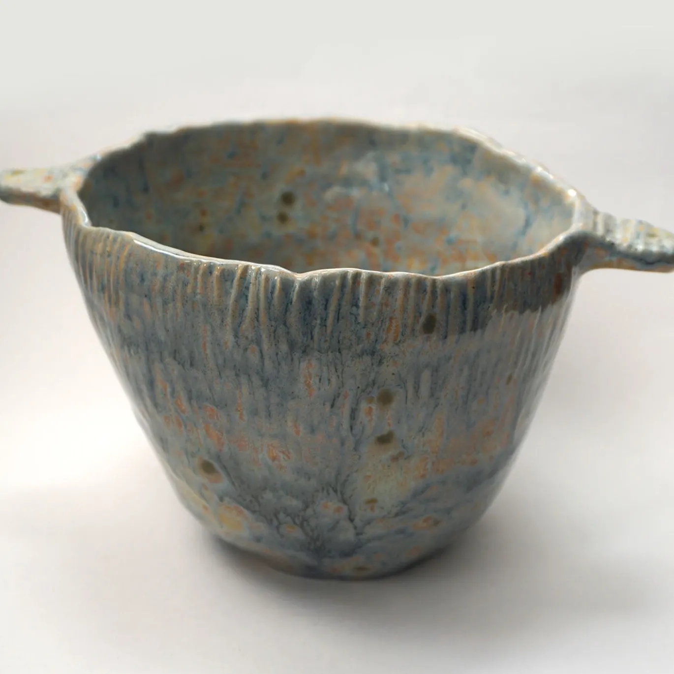 Vaso Anfora in ceramica smaltata azzurra