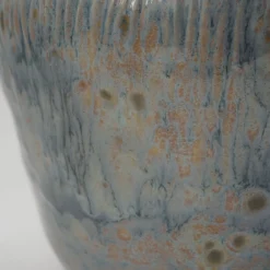 Vaso Anfora in ceramica smaltata azzurra
