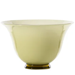Vaso Anni Trenta basso in vetro opalino paglierino