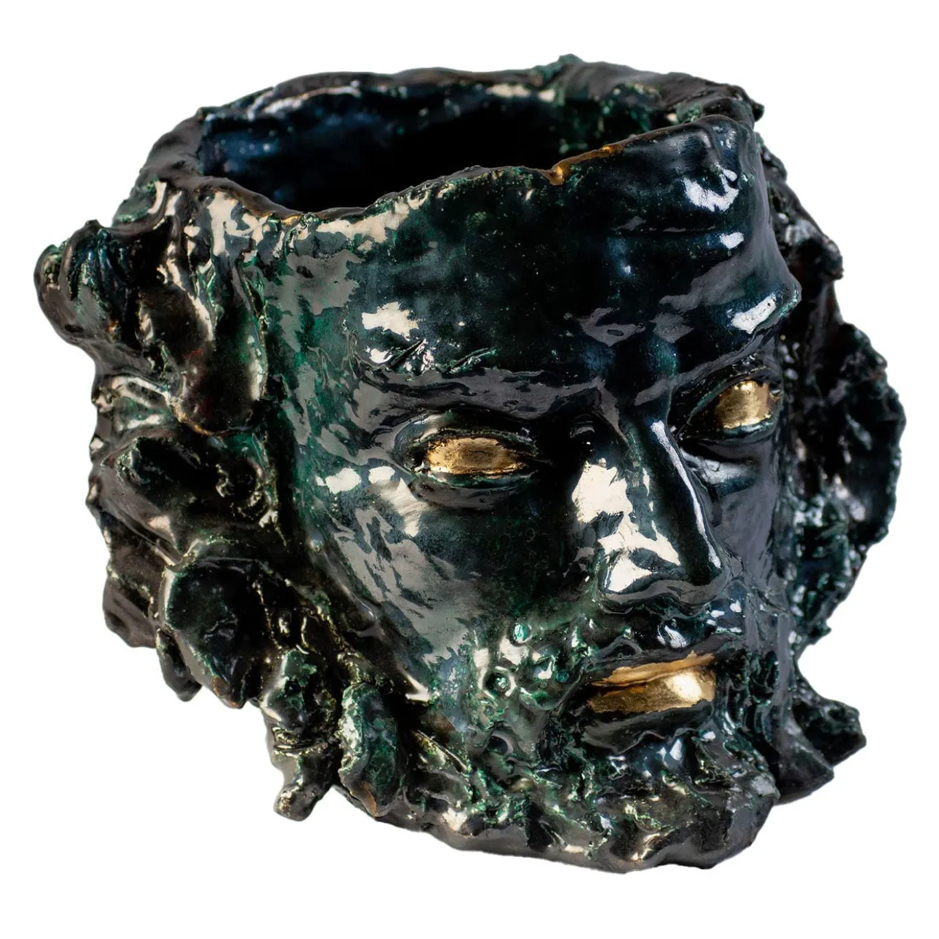 Vaso antropomorfo verde scuro Orlando Furioso