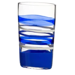 Vaso Arco a righe blu trasparente di Carlo Moretti