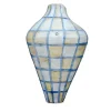 Vaso a scacchi blu e giallo