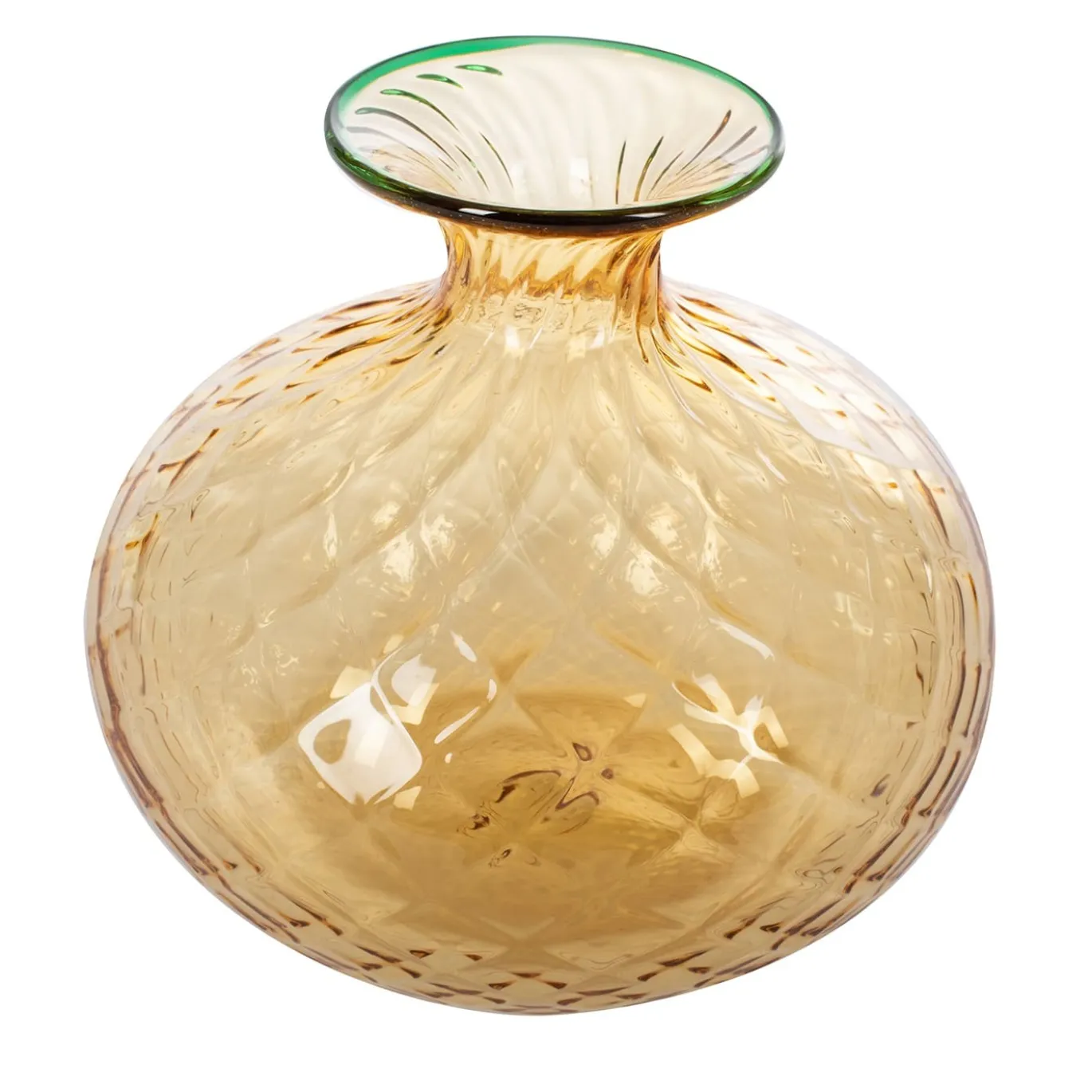 Vaso Balloton ambra chiaro con bordo verde