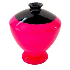 Vaso Battito Motor in ceramica fucsia fluo e nero intenso