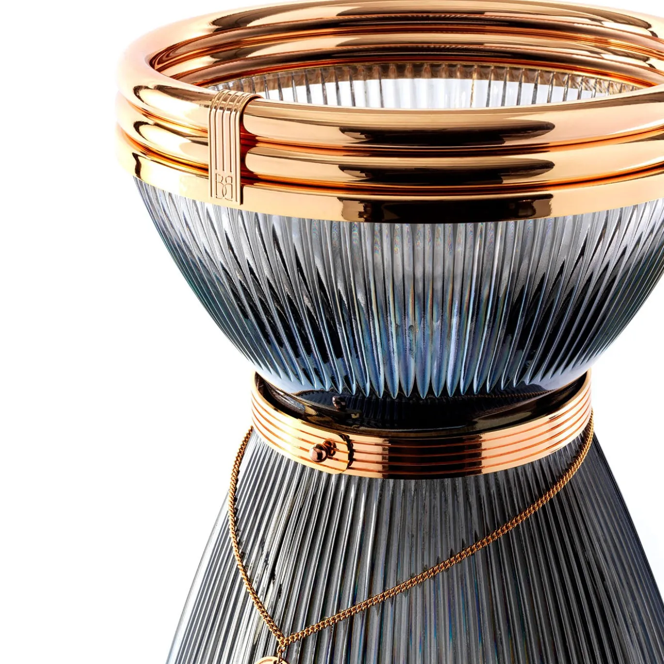 Vaso Boccadoro in cristallo perlato finitura oro rosa