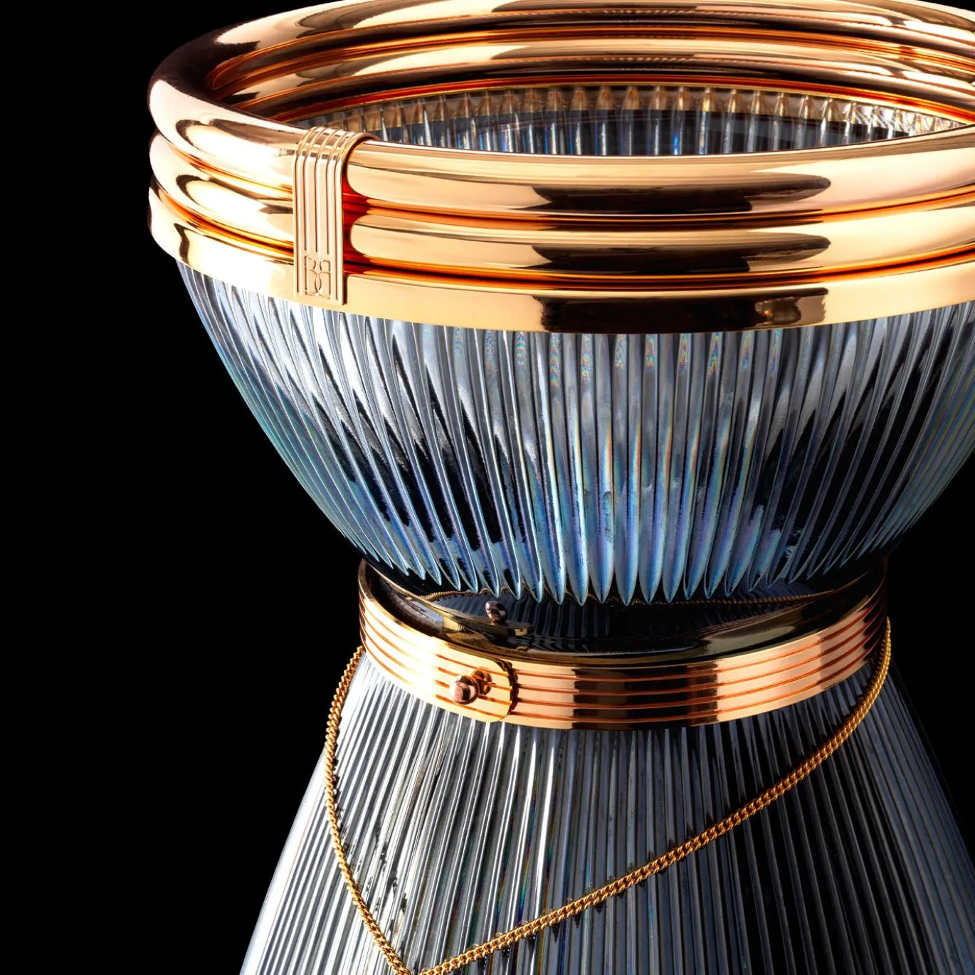 Vaso Boccadoro in cristallo perlato finitura oro rosa