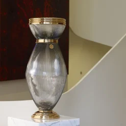 Vaso Boccadoro in cristallo perlato finitura oro rosa