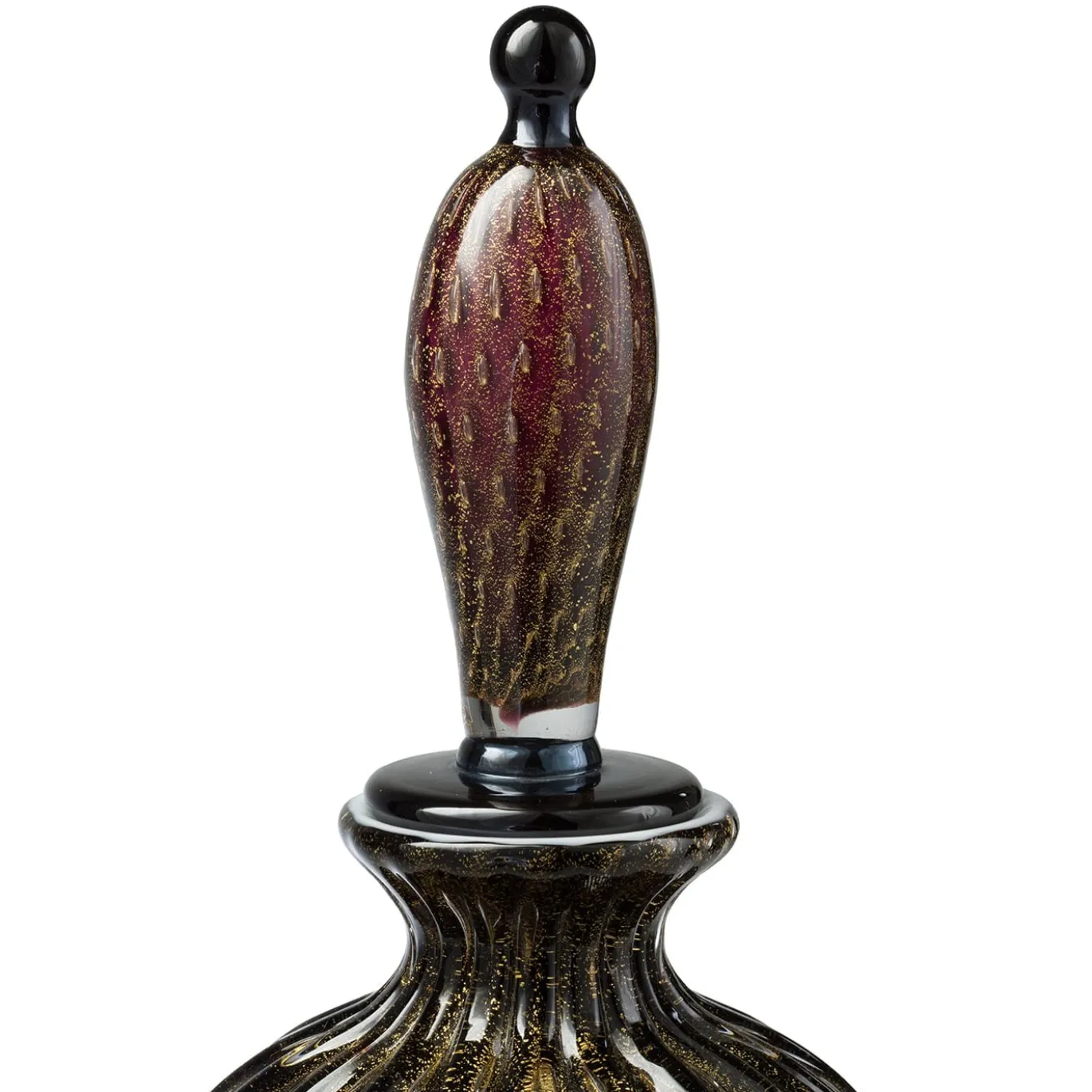 Vaso Bottiglia con Coperchio Stmat in Vetro Nero e Rosso Rubino