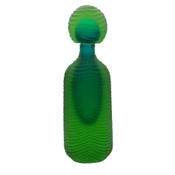 Vaso Bottiglia con Coperchio in Vetro Verde di Toso Cristiano e Renzo Vianello