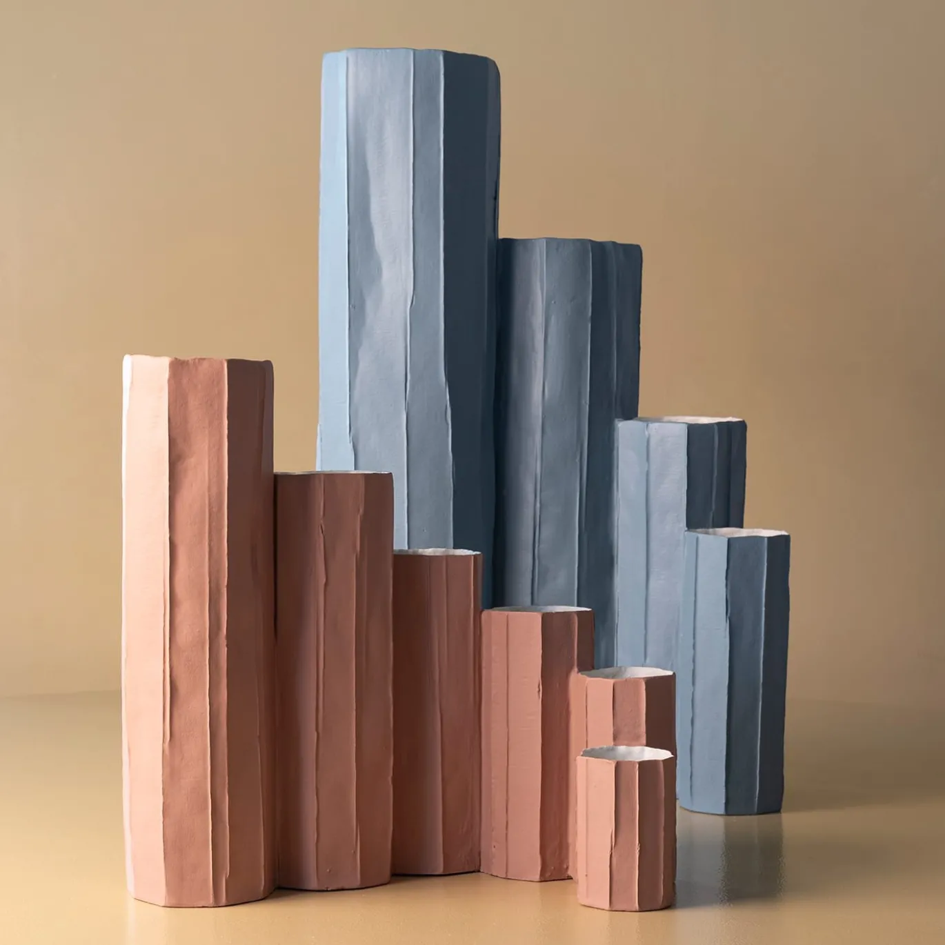 Vaso Bruco Corteccia E6/Grigio azzurro