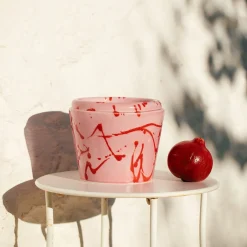 Vaso Cachepot in ceramica fucsia e rossa