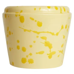 Vaso Cachepot in ceramica giallo e crema