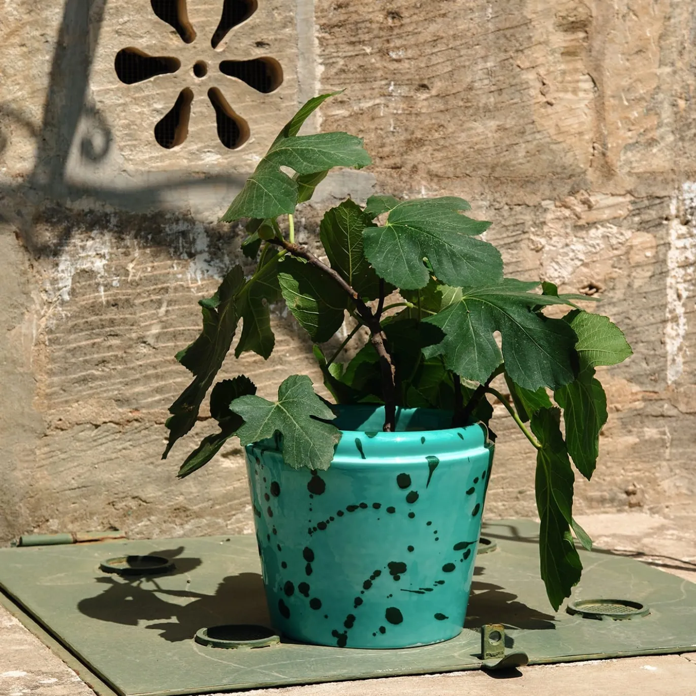 Vaso Cachepot in ceramica verde e acqua