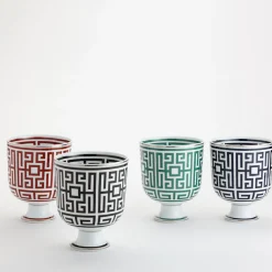 Vaso Cachepot in Porcellana Bianco e Nero Labirinto