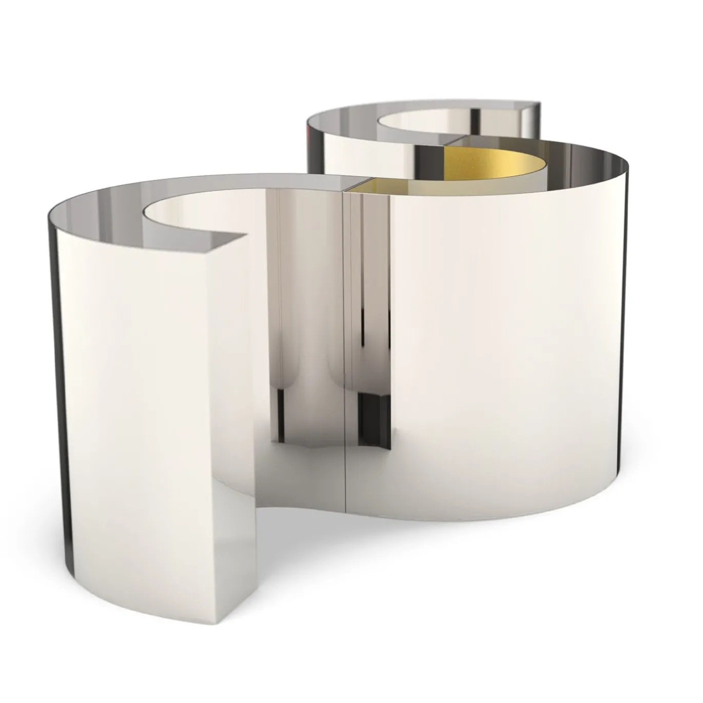 Vaso-candelabro semicircolare placcato oro Collezione Fellini