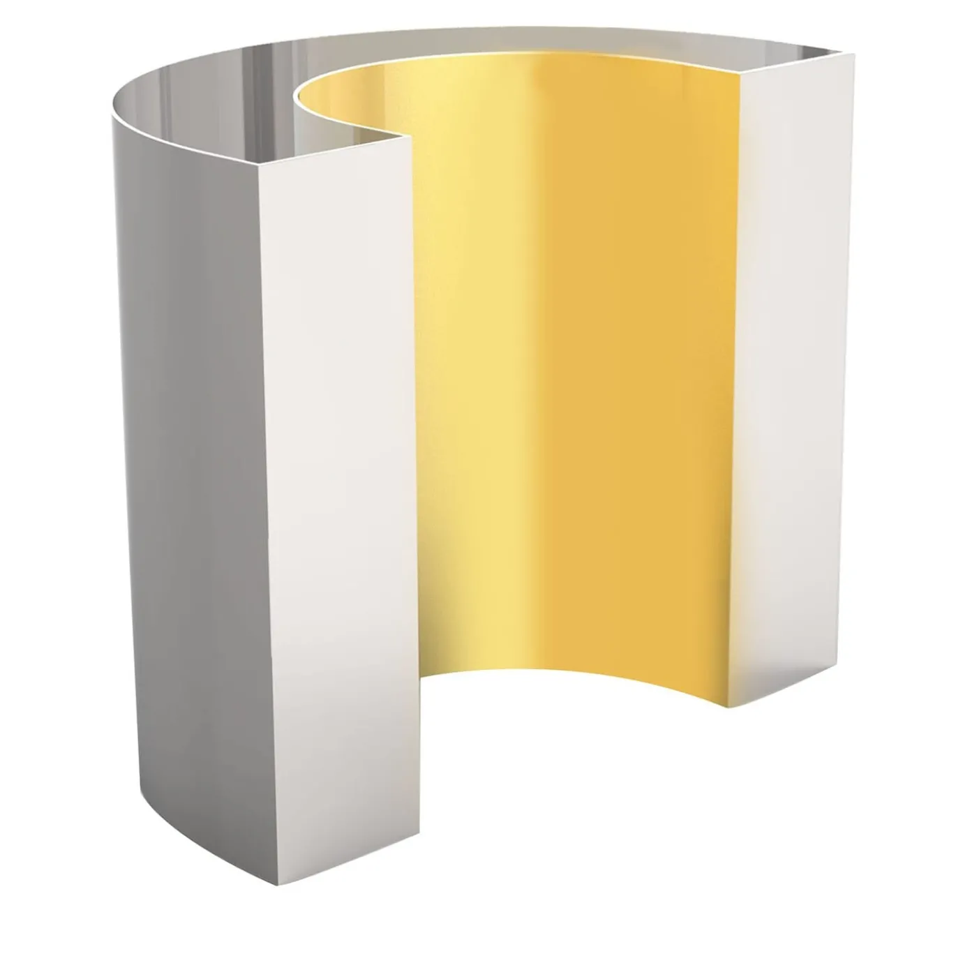 Vaso-candelabro semicircolare placcato oro Collezione Fellini