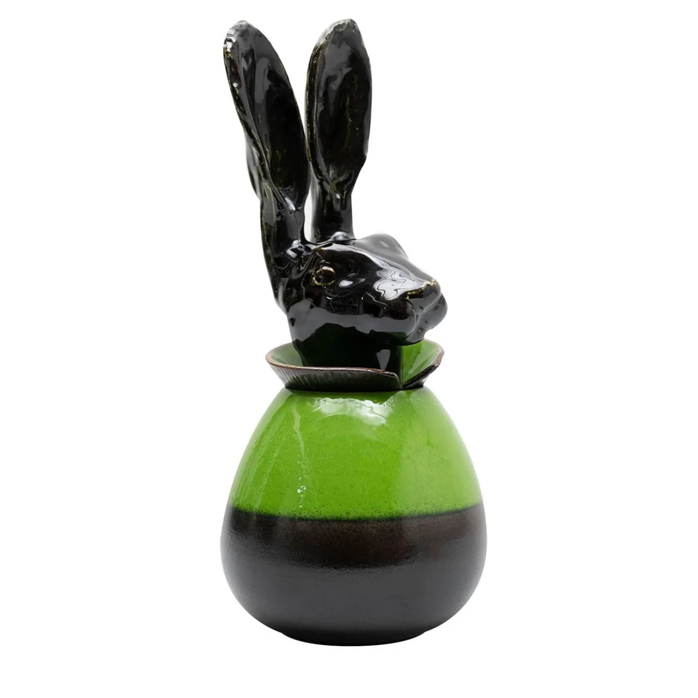 Vaso Canopo Lepre nero e verde