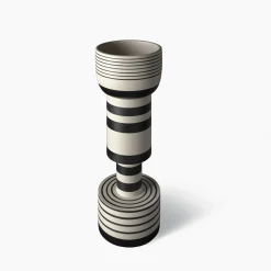 Vaso Chalice in Ceramica Bianca e Nera di Ettore Sottsass