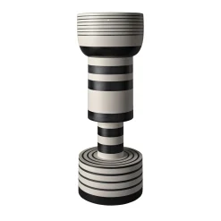 Vaso Chalice in Ceramica Bianca e Nera di Ettore Sottsass