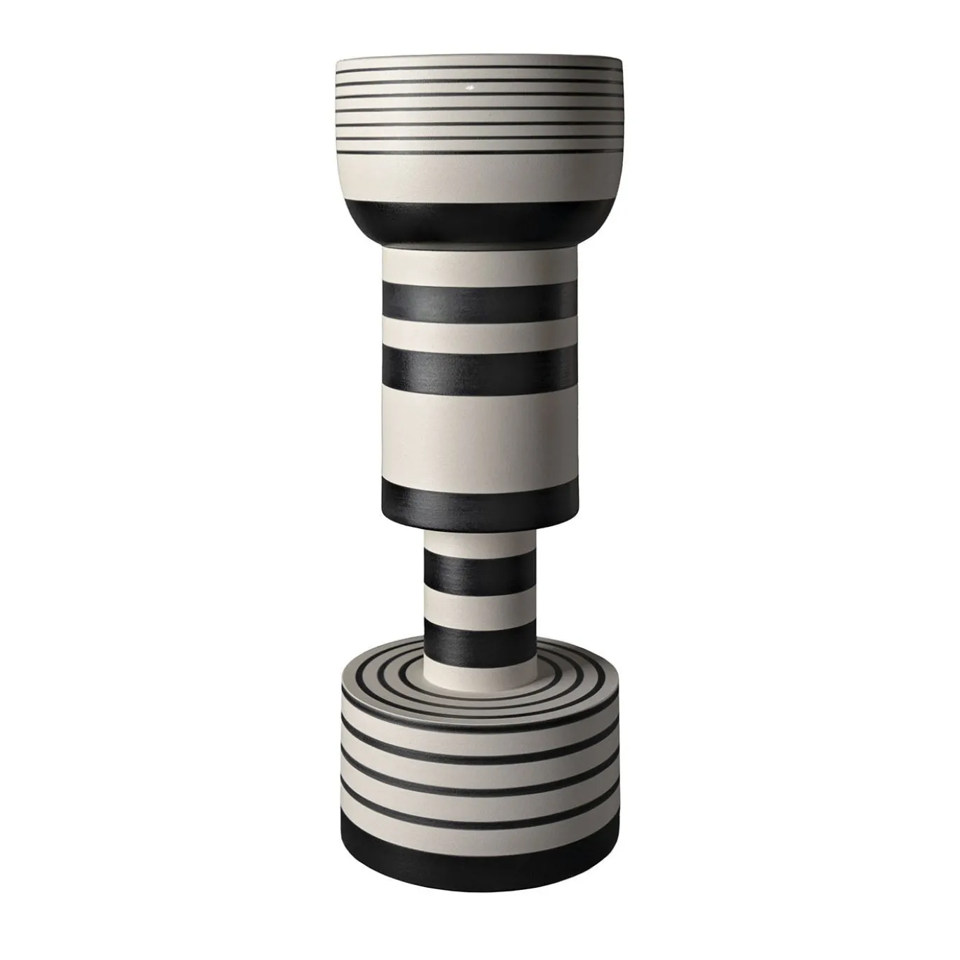 Vaso Chalice in Ceramica Bianca e Nera di Ettore Sottsass