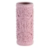 Vaso cilindrico barocco alto in ceramica rosa