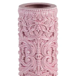 Vaso cilindrico barocco alto in ceramica rosa