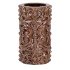Vaso cilindrico barocco medio in ceramica marrone