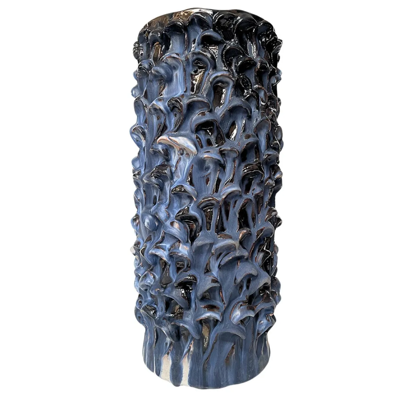 Vaso cilindrico blu e nero